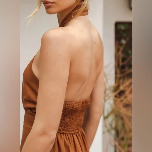 LUSH RUSTIC BROWN MIDI DRESS - SM043 - Picture 2 of 6